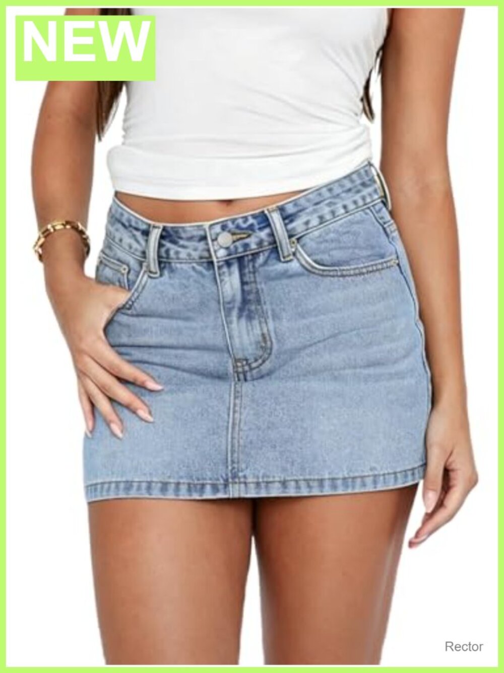 Women's Low Waist Mini Denim Skirt Stretch Cotton Blend Jean Skirt with Pockets